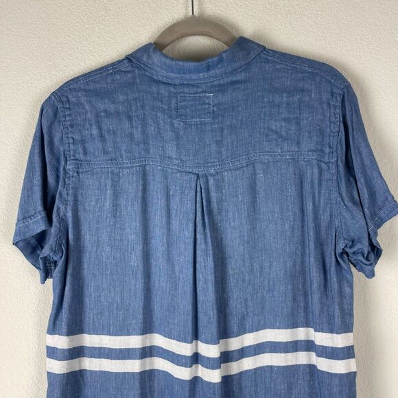 Rails Rocky Linen Blend Dress Womens Large Blue Short Sleeve Catalina Stripe - Picture 15 of 16